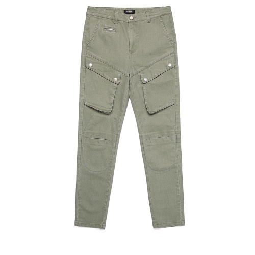 [디한웍스 라이더팬츠] DEEHONWORKS - QUEUE (Leather panel Cut cargo pants) Army Green