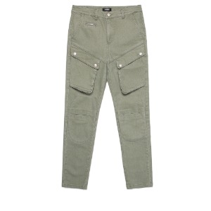 [디한웍스 라이더팬츠] DEEHONWORKS - QUEUE (Leather panel Cut cargo pants) Army Green