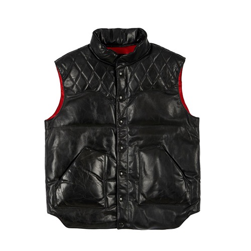 [인다이스 레더 패딩조끼] INDICE - Horse Hide DuckDown Leather padding Vest (DUCKDOWN/BLACK)