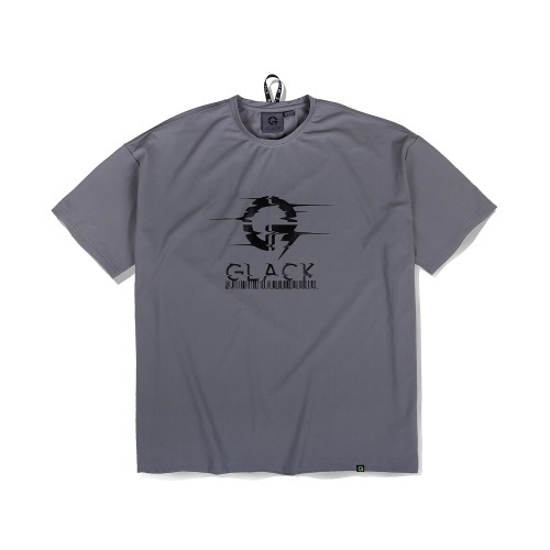 [글랙 티셔츠] GLACK - Glitched Logo Nylon T-Shirts (DARK GRAY)
