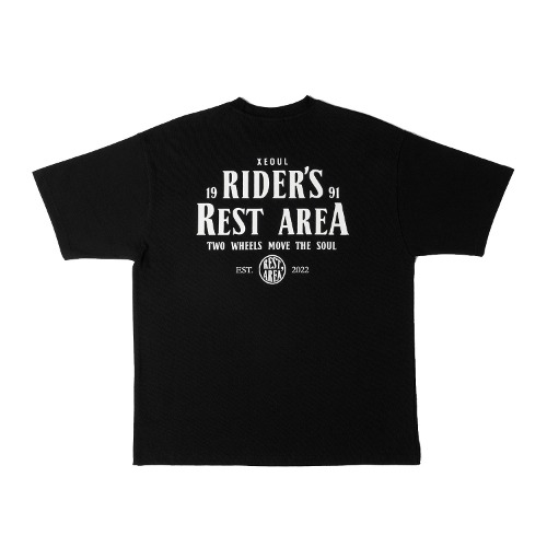 [레스트에어리어 티셔츠] RESTAREA RIDER&#039;S AREA TEE (BLACK)