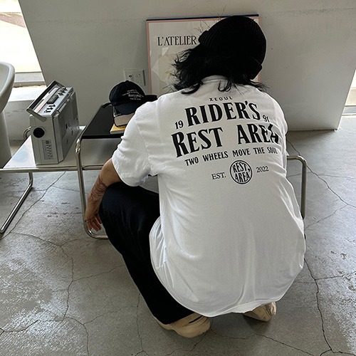 [레스트에어리어 티셔츠] RESTAERA - RIDER&#039;S AREA TEE (WHITE)